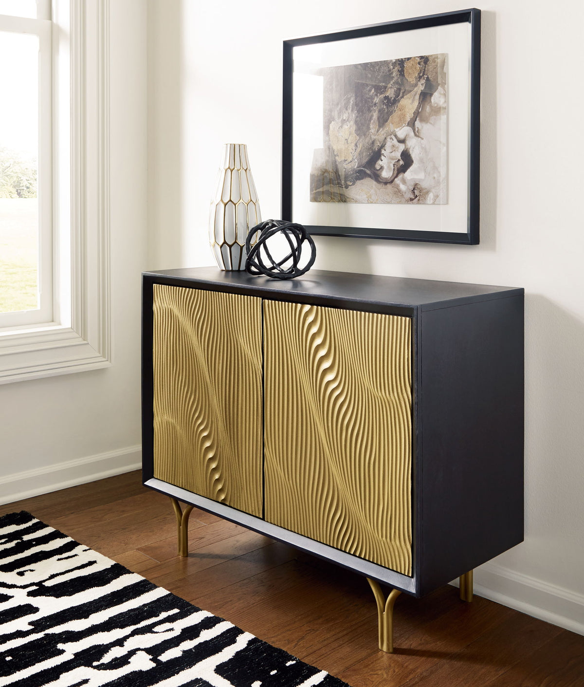Tayner - Accent Cabinet - Black / Gold Finish by Ashley – view 3