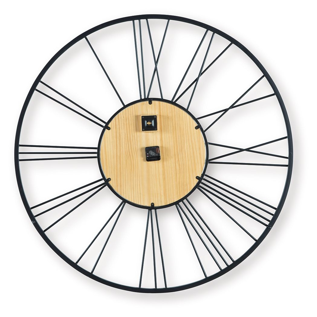 Brockett - Wall Clock - Black / Natural by Ashley – view 4
