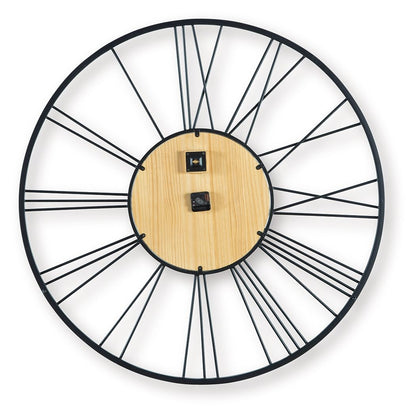 Brockett - Wall Clock - Black / Natural by Ashley – view 4