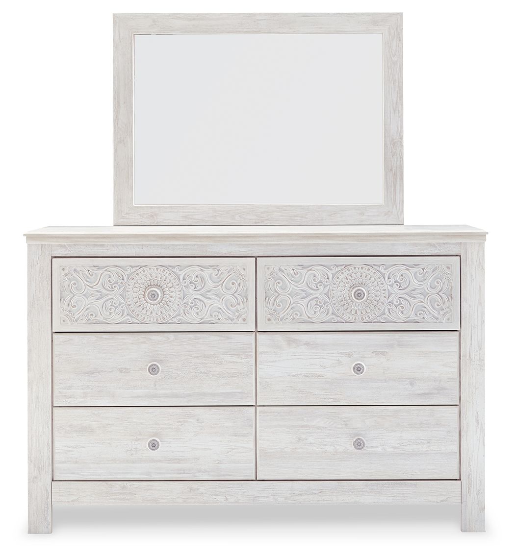 Paxberry - Dresser, Mirror - Medallion Drawer Pulls - Whitewash by Ashley – view 4