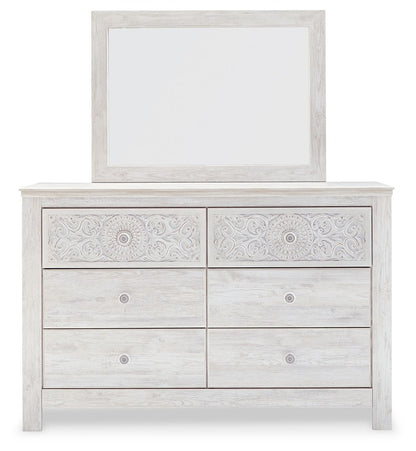 Paxberry - Dresser, Mirror - Medallion Drawer Pulls - Whitewash by Ashley – view 4