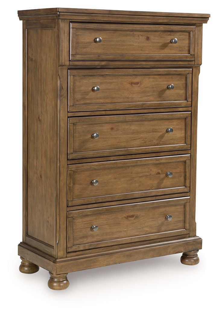 Feddinger - Five Drawer Chest - Medium Brown by Ashley – Accent Chests