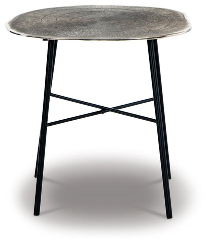 Laverford - Round End Table - Chrome / Black by Ashley – view 3
