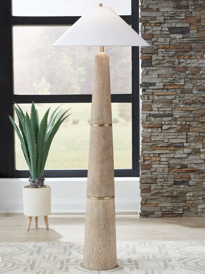 Gasparleigh - Poly Floor Lamp - Brown / Gold Finish by Ashley – view 4