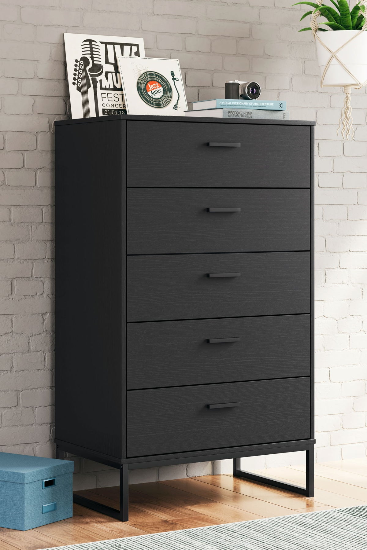 Socalle - Five Drawer Chest - Black by Ashley – view 3