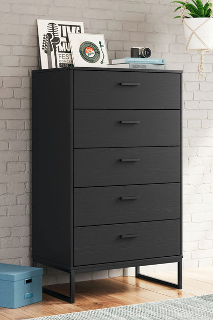 Socalle - Five Drawer Chest - Black by Ashley – view 3