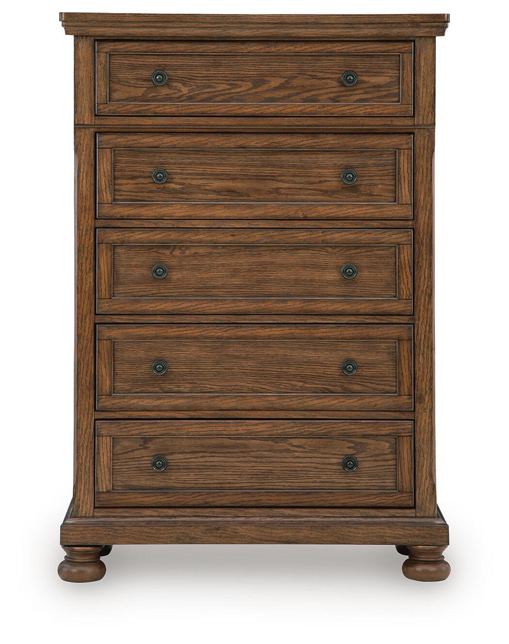 Zackaryn - Five Drawer Chest - Warm Brown by Ashley – view 4