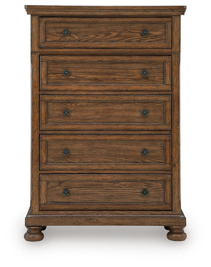 Zackaryn - Five Drawer Chest - Warm Brown by Ashley – view 4