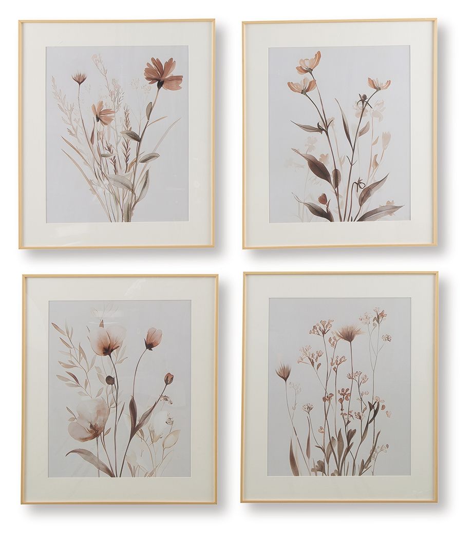 Chettings - Wall Art Set (Set of 4) - Beige / Gray / Blush by Ashley – Canvas Art Sets