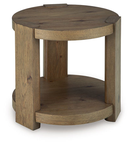 Flangren - Round End Table - Light Brown by Ashley – view 4