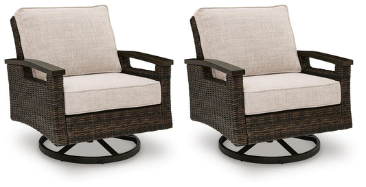 Monterey Point - Swivel Lounge Chair (Set of 2) - Dark Brown by Ashley – Chair Sets