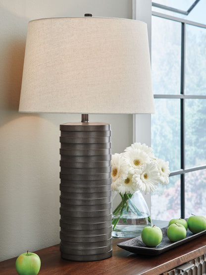Neilett - Poly Table Lamp (Set of 2) - Antique Brown by Ashley – view 4