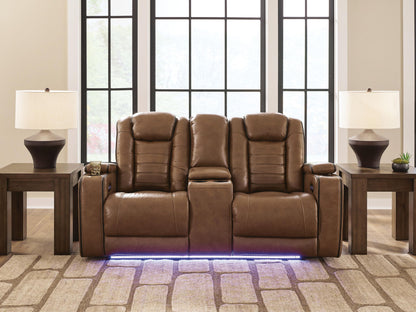 Gruaro - Power Reclining Loveseat With Console / Adjustable Headrest - Amber by Ashley – view 3