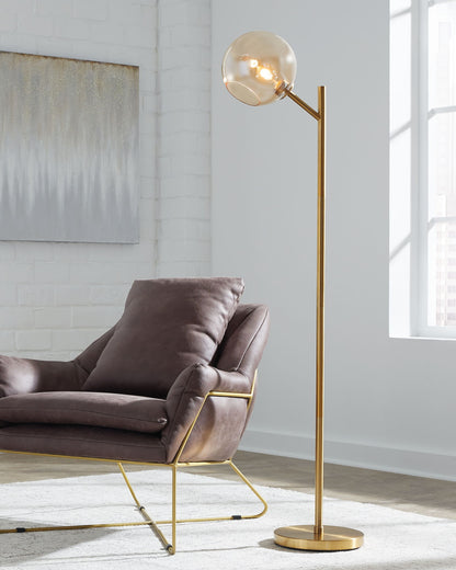 Abanson - Metal Floor Lamp  - Amber / Gold Finish by Ashley – view 4