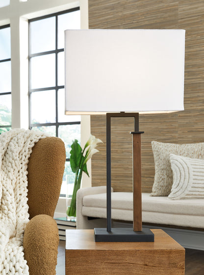 Voslen - Metal Table Lamp (Set of 2) - Black / Brown by Ashley – view 4