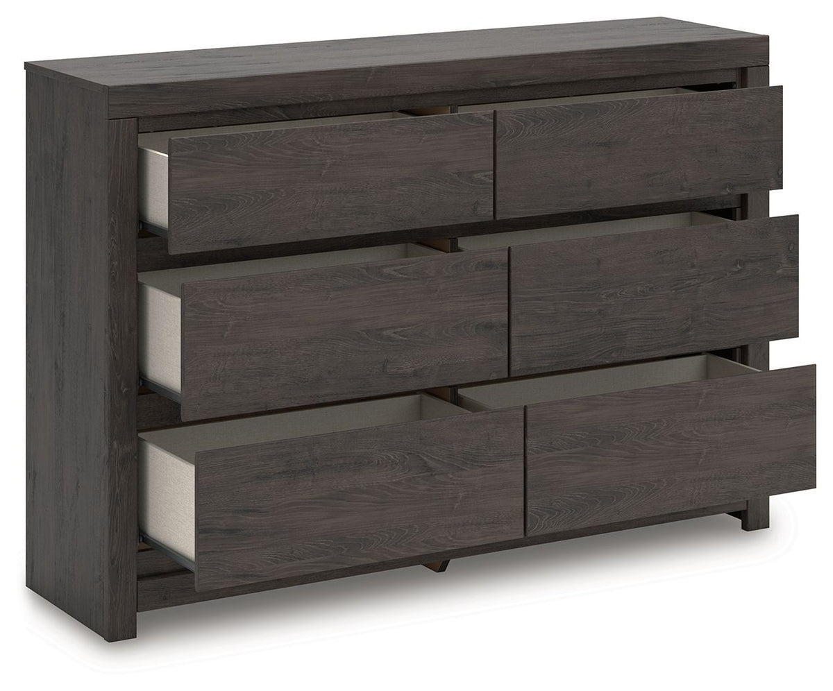 Fraluna - Six Drawer Dresser - Charcoal by Ashley – view 2