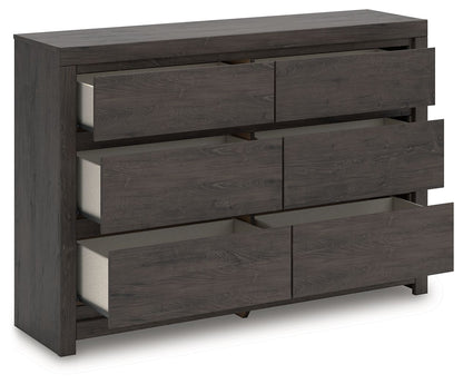 Fraluna - Six Drawer Dresser - Charcoal by Ashley – view 2