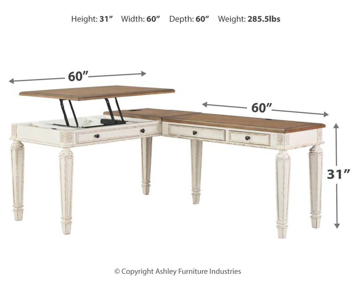 Realyn - L Shaped Desk With Lift Top - White / Brown by Ashley – view 3