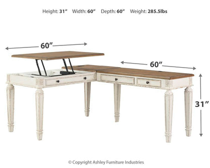 Realyn - L Shaped Desk With Lift Top - White / Brown by Ashley – view 3