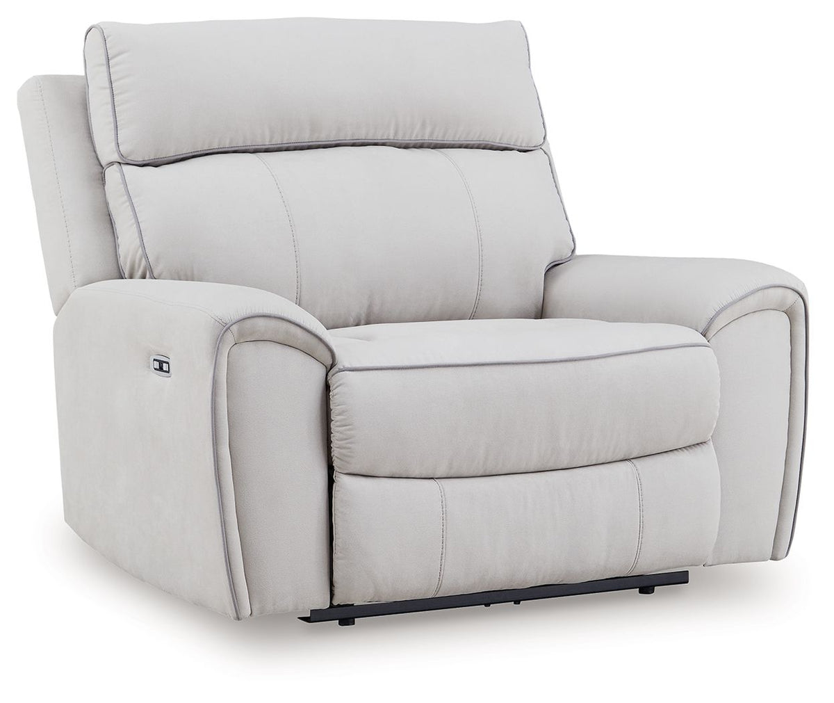 Social Pointe - Power Recliner / Adjustable Headrest - Pearl / Ash by Ashley – Reclining Chairs