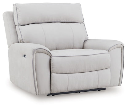 Social Pointe - Power Recliner / Adjustable Headrest - Pearl / Ash by Ashley – Reclining Chairs
