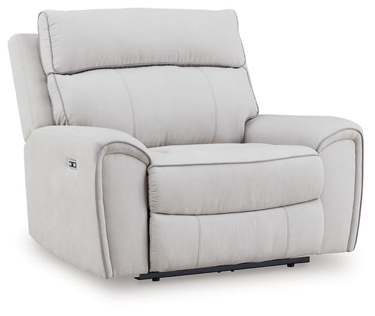 Social Pointe - Power Recliner / Adjustable Headrest - Pearl / Ash by Ashley – Reclining Chairs