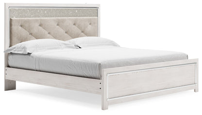 Altyra - King Panel Bed With Upholstered Headboard - White by Ashley – Panel Beds