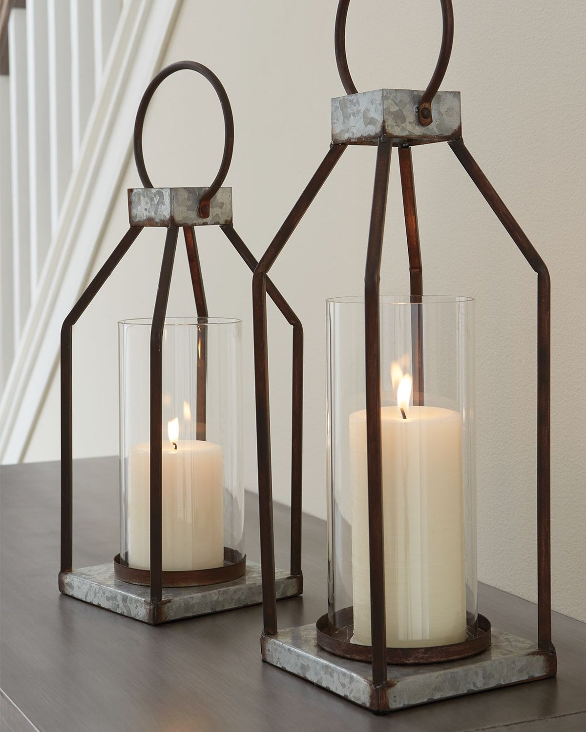 Diedrick - Indoor/Outdoor Lantern Set (Set of 2) - Gray / Black by Ashley – view 4