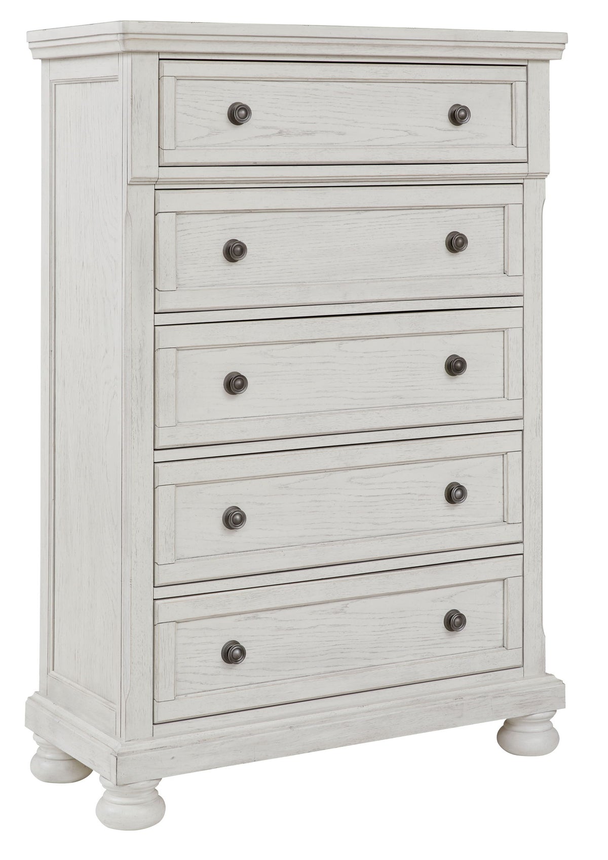 Robbinsdale - Five Drawer Chest - Antique White by Ashley – Accent Chests