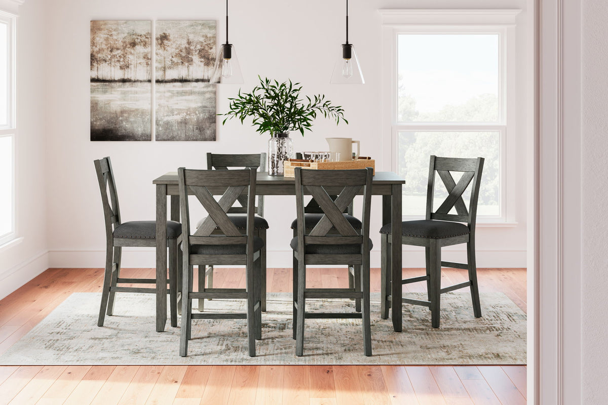 Caitbrook - Rect Drm Counter Table Set (Set of 7) - Gray by Ashley – view 4