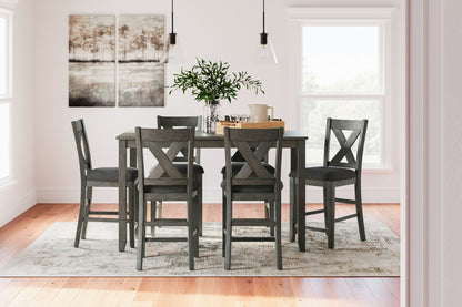 Caitbrook - Rect Drm Counter Table Set (Set of 7) - Gray by Ashley – view 4