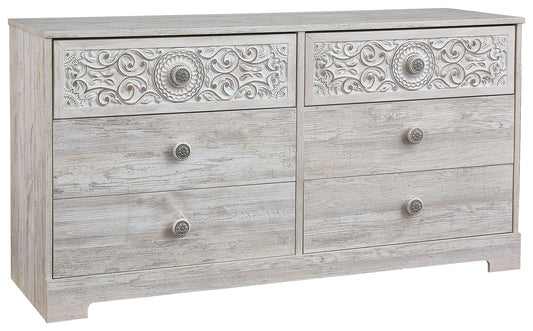 Paxberry - Six Drawer Dresser - Vinyl-Wrapped - Whitewash by Ashley – Dressers