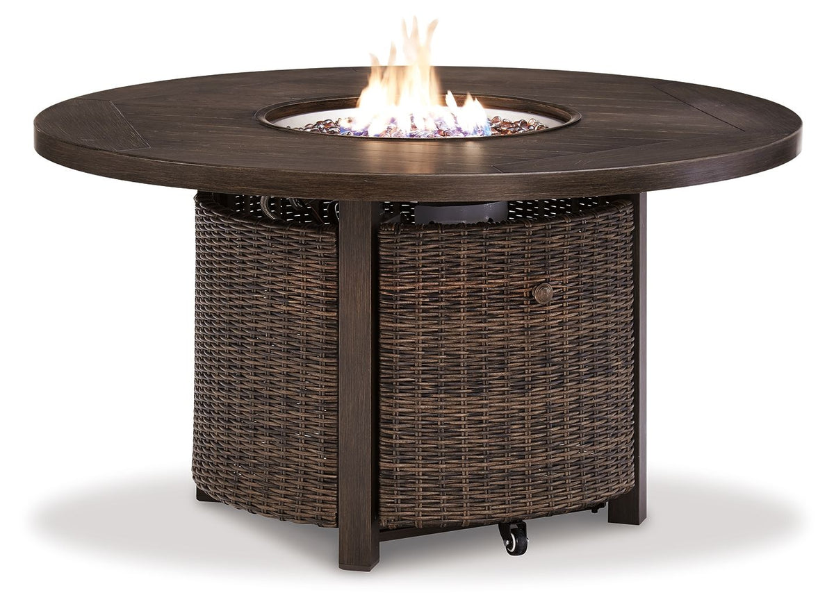 Paradise Trail - Round Fire Pit Table - Medium Brown by Ashley – Fire Pits