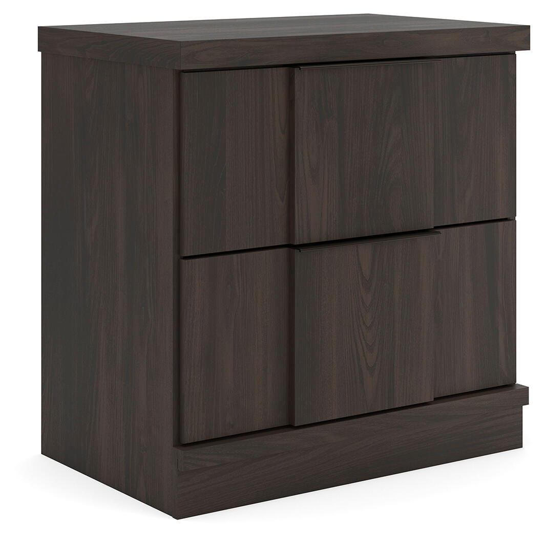 Shaehartin - Two Drawer Night Stand - Dark Brown by Ashley – Nightstands w/ Charging Stations