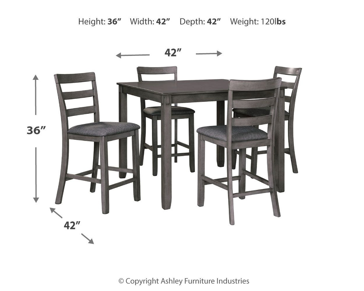 Bridson - Square Counter TBL Set (Set of 5) - Gray by Ashley – view 4