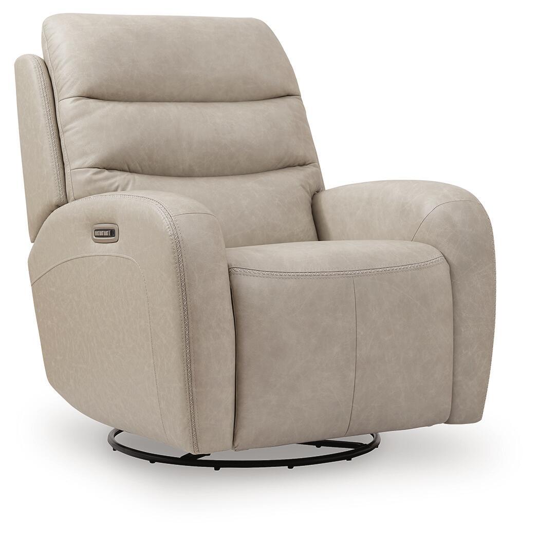 Motion-Max - Swivel Glider Power Recliner - Stonewash by Ashley – Swivel Glider Chairs