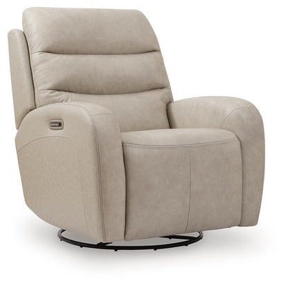 Motion-Max - Swivel Glider Power Recliner - Stonewash by Ashley – Swivel Glider Chairs