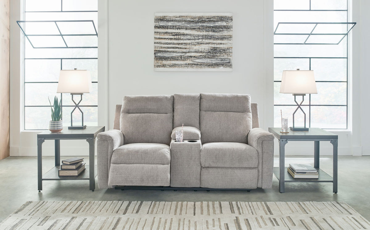 Barnsana - Dbl Power Reclining Loveseat with Console - Ash by Ashley – view 3