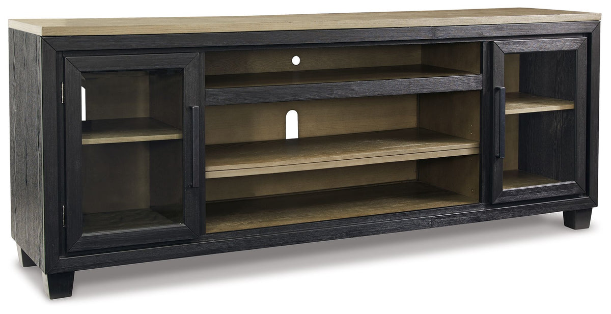 Foyland - XL TV Stand w/Fireplace Option - Black / Brown by Ashley – TV Stands