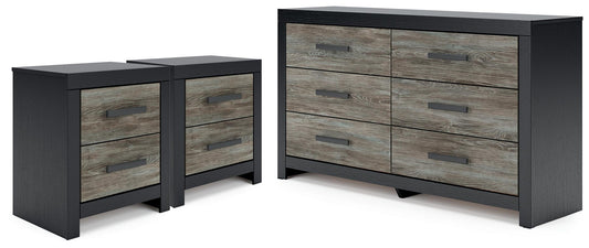 Broachmyn - 3 Pc. - Dresser And 2 Nightstands - Black / Gray – 3 Piece Bedroom Sets