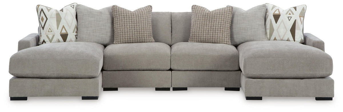 Aslan Court - 4-Piece Sofa Pit Sectional - Pebble – Stationary Sectionals