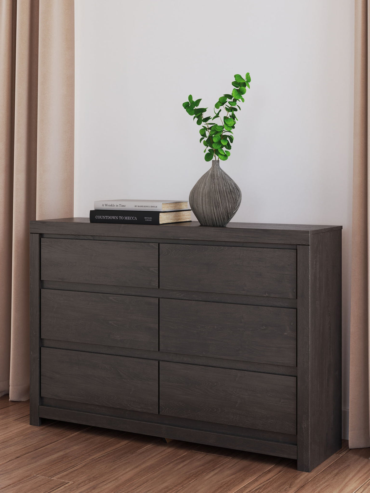 Fraluna - Six Drawer Dresser - Charcoal by Ashley – view 3