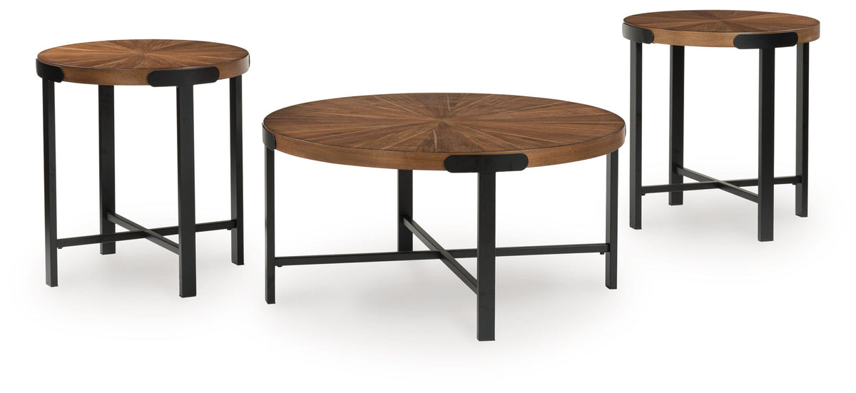 Crosstrail - Occasional Table Set (Set of 3) - Brown by Ashley – Table Sets