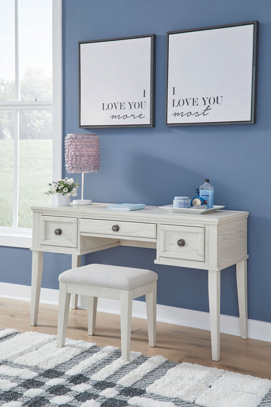 Robbinsdale - Vanity With Stool (Set of 2) - Antique White by Ashley – Vanity Sets
