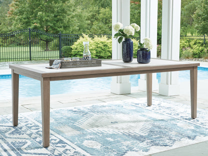 Rainier Ranch - Rectangle Dining Table With Umbrella Option - Brown / Beige by Ashley – view 4
