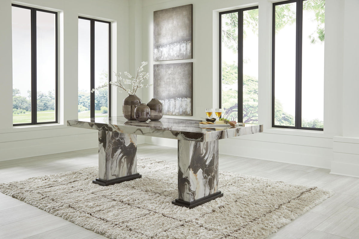 Jeshina - Dining Table - Dark Brown / Beige by Ashley – view 3