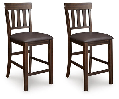 Haddigan - Upholstered Barstool (Set of 2) - Dark Brown by Ashley – Stool Sets