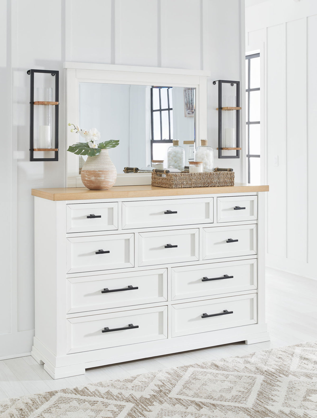 Ashbryn - Dresser And Mirror - White / Natural – view 4