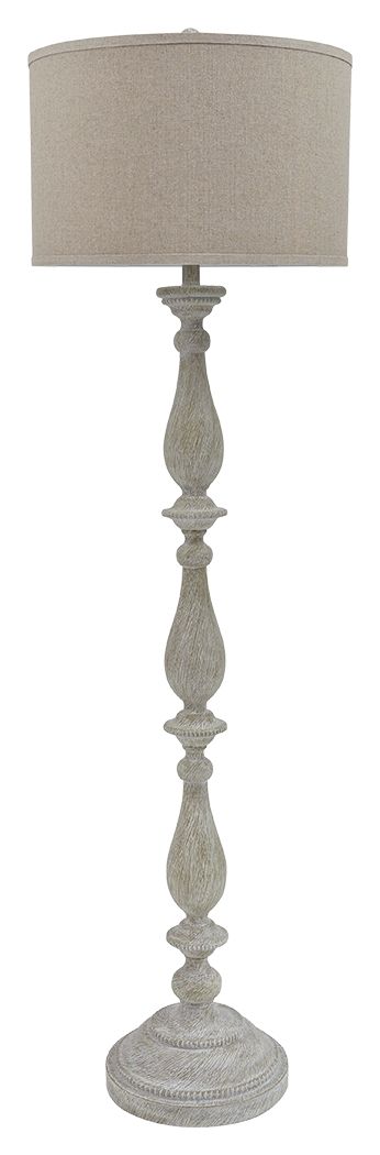 Bernadate - Poly Floor Lamp - Whitewash by Ashley – Floor Lamps