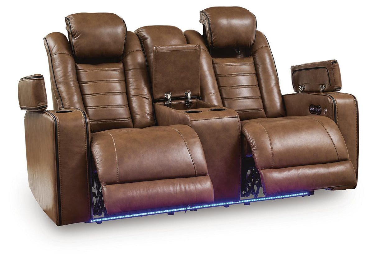 Gruaro - Power Reclining Loveseat With Console / Adjustable Headrest - Amber by Ashley – view 4